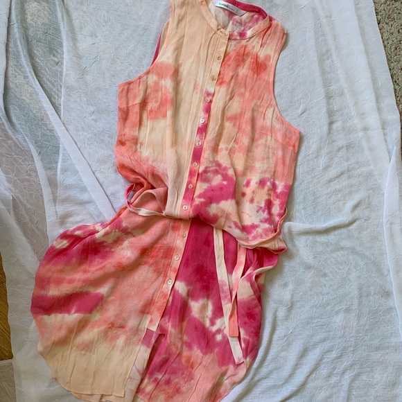 button up tank dress, pink tie dye, belt, - Picture 6 of 13